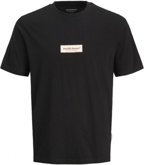 Jack & Jones Split Fakestitch Branding T-Shirt Black - T-shirts - T-shirts Homem Tamanhos Grandes