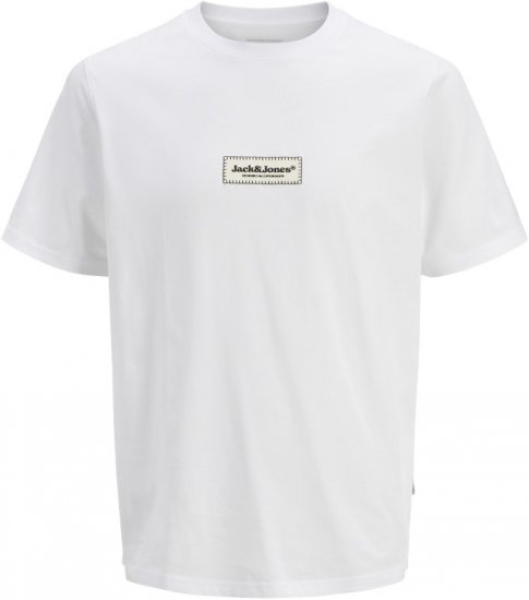 Jack & Jones Split Fakestitch Branding T-Shirt Bright White - T-shirts - T-shirts Homem Tamanhos Grandes