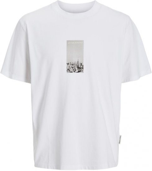 Jack & Jones Pacer Photo Branding Crew Neck T-Shirt Bright White - T-shirts - T-shirts Homem Tamanhos Grandes