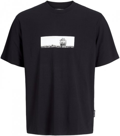 Jack & Jones Pacer Photo Branding Crew Neck T-Shirt Black - T-shirts - T-shirts Homem Tamanhos Grandes