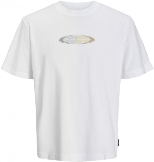Jack & Jones Pacer Branding Print T-Shirt Bright White - T-shirts - T-shirts Homem Tamanhos Grandes