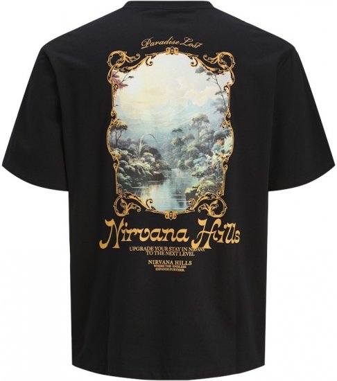 Jack & Jones Parallel Crew Neck T-Shirt Black - T-shirts - T-shirts Homem Tamanhos Grandes