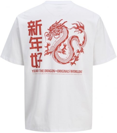 Jack & Jones Snake Dragon Crew Neck T-Shirt Bright White - T-shirts - T-shirts Homem Tamanhos Grandes