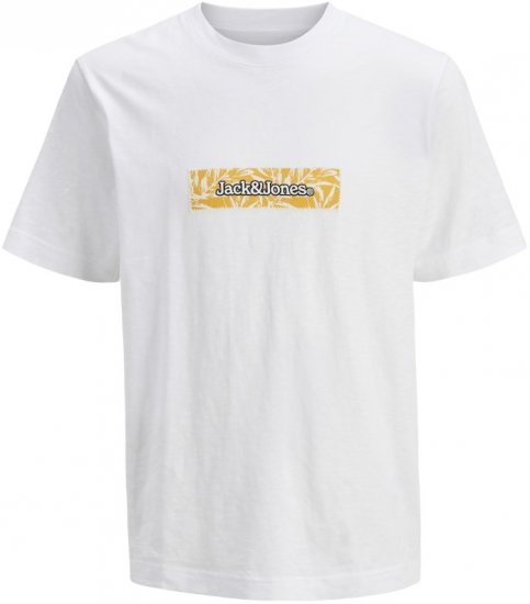 Jack & Jones Split Branding AOP Crew Neck T-Shirt Bright White - T-shirts - T-shirts Homem Tamanhos Grandes