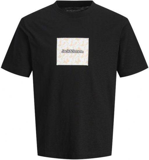 Jack & Jones Split Branding AOP Crew Neck T-Shirt Black - T-shirts - T-shirts Homem Tamanhos Grandes