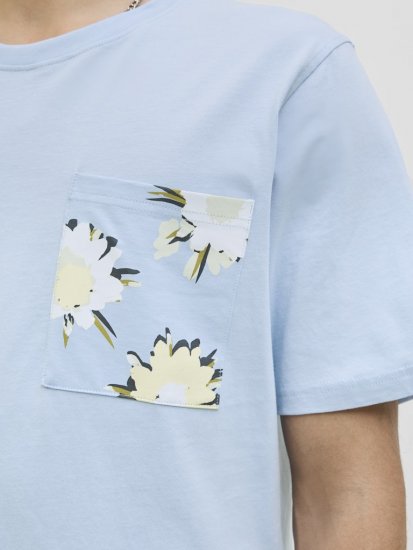 Jack & Jones Tavira Aop Pocket Crew Neck T-Shirt Skyway - T-shirts - T-shirts Homem Tamanhos Grandes