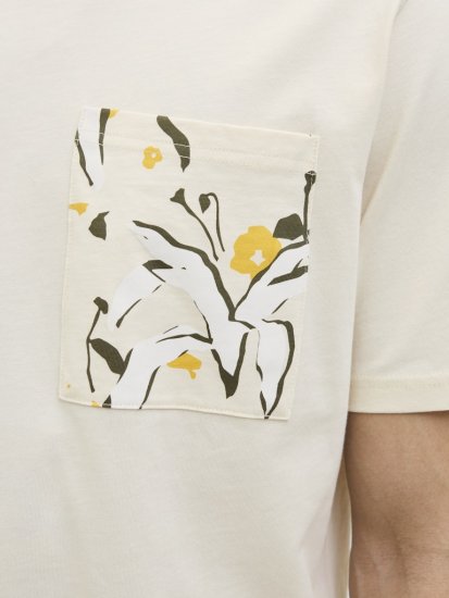  Jack & Jones Tavira Aop Pocket Crew Neck T-Shirt Antique White - T-shirts - T-shirts Homem Tamanhos Grandes