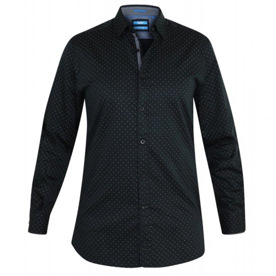 D555 Jahine Long Sleeve Printed Shirt Black - Camisas - Camisas Homem Tamanhos Grandes