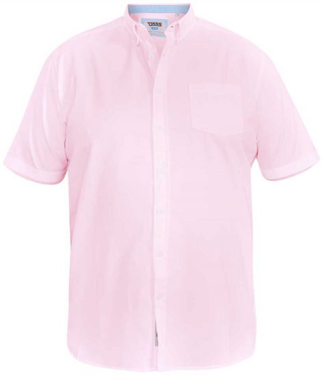 D555 James Short Sleeve Oxford Shirt Pink - Camisas - Camisas Homem Tamanhos Grandes