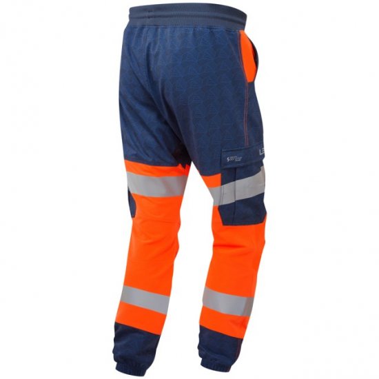 Leo Hawkridge Ecoviz High Performance 4X Stretch Trouser Hi-Vis Orange/Navy Print - Roupa de trabalho - Roupa de Trabalho Tamanho Grande Homem