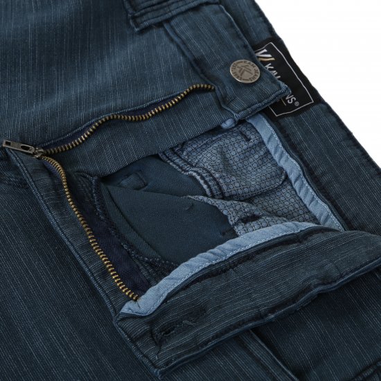 Kam Jeans 264 Slub Weave 5 Pocket Stretch Pants Smokey Blue - Jeans & calças - Jeans & Calças Tamanhos Grandes Homem