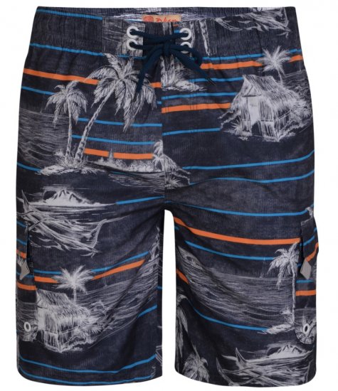 Kam Jeans Palm Print Swim Shorts Charcoal - Roupa Interior & natação - Roupa interior Homem Tamanhos Grandes