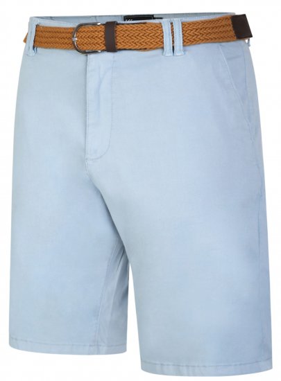 Kam Jeans 3401 Belted Oxford Stretch Chino Shorts Blue - Calções - Calções Homem Tamanhos Grandes