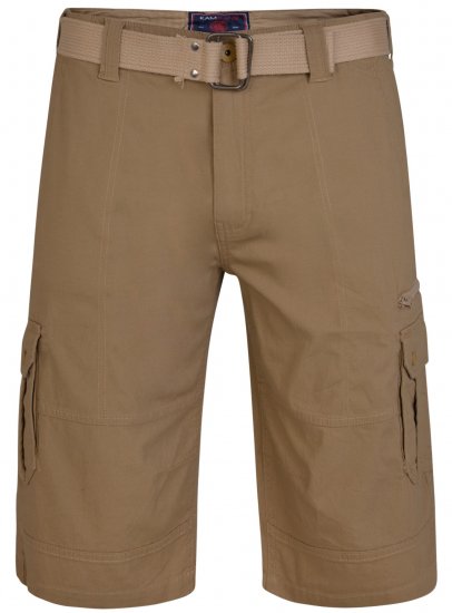 Kam Jeans 343 Cargo Stretch Shorts with Belt Sand - Calções - Calções Homem Tamanhos Grandes