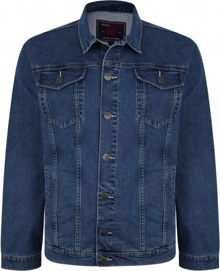 Kam Jeans 405 Western Denim Jacket Stonewash TALL SIZES - ROUPAS DE HOMEM MT-6XLT - Tamanhos-Tall Homem