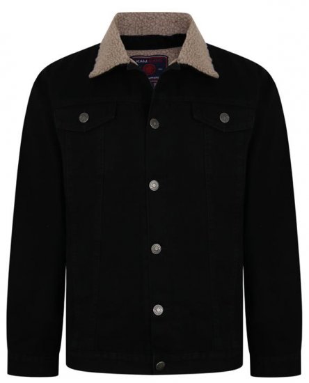 Kam Jeans 406 Sherpa Lined Denim Jacket Black - Casacos - Casacos Homem Tamanhos Grandes