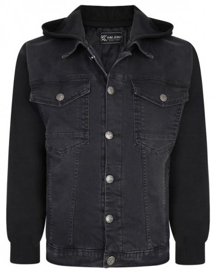 Kam Jeans 407 Hooded Stretch Denim Jacket - Casacos - Casacos Homem Tamanhos Grandes