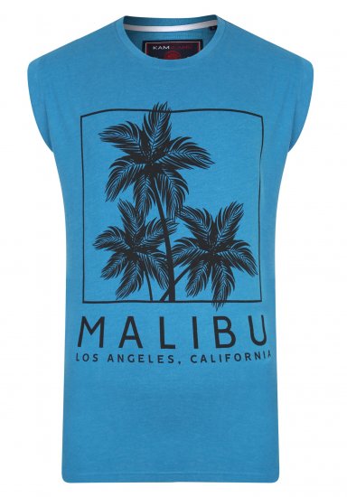 Kam Jeans Malibu Sleeveless Turk Blue - T-shirts - T-shirts Homem Tamanhos Grandes