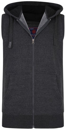 Kam Jeans Sleeveless Zip Thru Hoody Charcoal - Sweatshirts & hoodies - Sweatshirt & Camisolas com Capuz tamanhos grandes