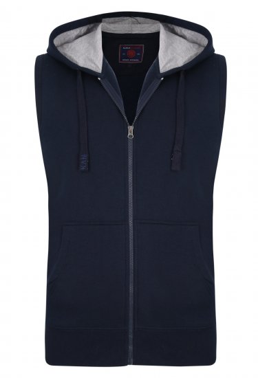 Kam Jeans Sleeveless Zip Thru Hoody Navy - Sweatshirts & hoodies - Sweatshirt & Camisolas com Capuz tamanhos grandes
