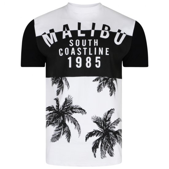 Kam Jeans 5228 Malibu T-shirt Black/White - T-shirts - T-shirts Homem Tamanhos Grandes