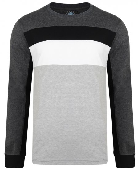 Kam Jeans 5240 Cut and Sew Long Sleeve T-shirt Grey - T-shirts - T-shirts Homem Tamanhos Grandes
