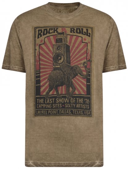 Kam Jeans 5282 Slub Wash T-shirt Olive - T-shirts - T-shirts Homem Tamanhos Grandes