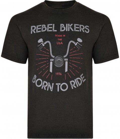 Kam Jeans 5319 Rebel Bikers T-shirt Black - T-shirts - T-shirts Homem Tamanhos Grandes