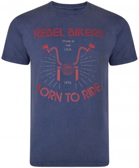 Kam Jeans 5319 Rebel Bikers T-shirt Indigo Blue - T-shirts - T-shirts Homem Tamanhos Grandes