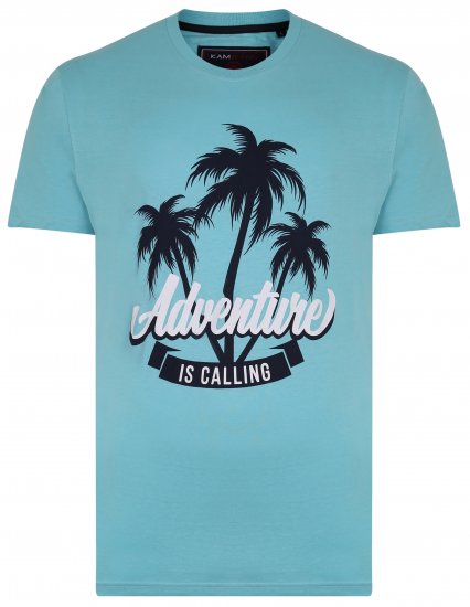Kam Jeans 5332 Adventure T-Shirt Aqua - T-shirts - T-shirts Homem Tamanhos Grandes