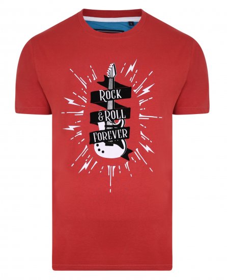 Kam Jeans 5337 Rock & Roll Tee Red - T-shirts - T-shirts Homem Tamanhos Grandes