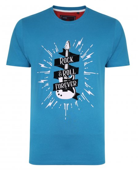 Kam Jeans 5337 Rock & Roll Tee Blue - T-shirts - T-shirts Homem Tamanhos Grandes