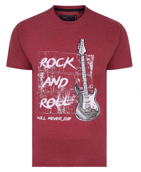 Kam Jeans 5338 Rock And Roll Tee Wine - T-shirts - T-shirts Homem Tamanhos Grandes