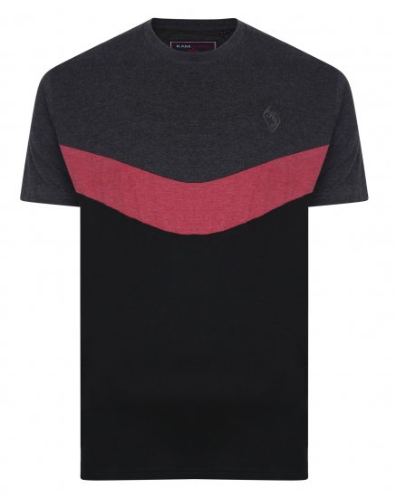 Kam Jeans Contrast Colours Crew Neck Tee Charcoal - T-shirts - T-shirts Homem Tamanhos Grandes