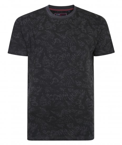 Kam Jeans 5345 Leaf Tee Charcoal - T-shirts - T-shirts Homem Tamanhos Grandes