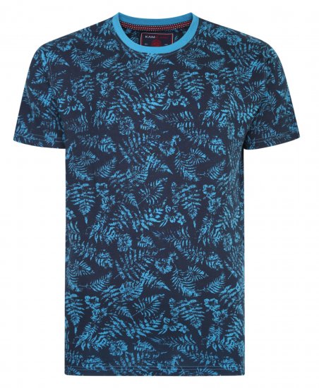 Kam Jeans 5345 Leaf Tee Blue - T-shirts - T-shirts Homem Tamanhos Grandes