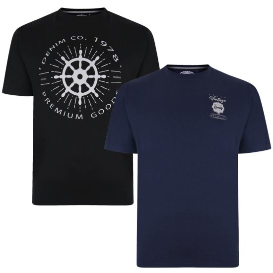 Kam Jeans 5348 T-shirt Vintage/Denim Twin Pack - T-shirts - T-shirts Homem Tamanhos Grandes