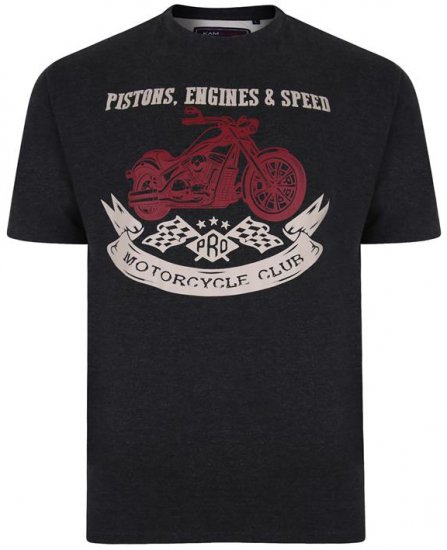 Kam Jeans 5351 Piston Motors Club T-shirt Charcoal - T-shirts - T-shirts Homem Tamanhos Grandes