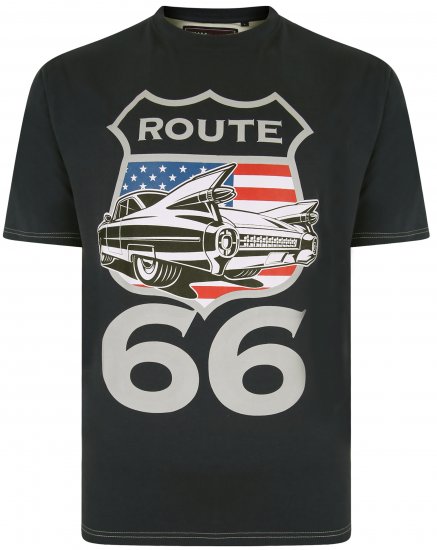Kam Jeans 5353 Route 66 Print T-shirt Black - T-shirts - T-shirts Homem Tamanhos Grandes