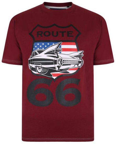 Kam Jeans Route 66 Print T-shirt Burgundy - T-shirts - T-shirts Homem Tamanhos Grandes