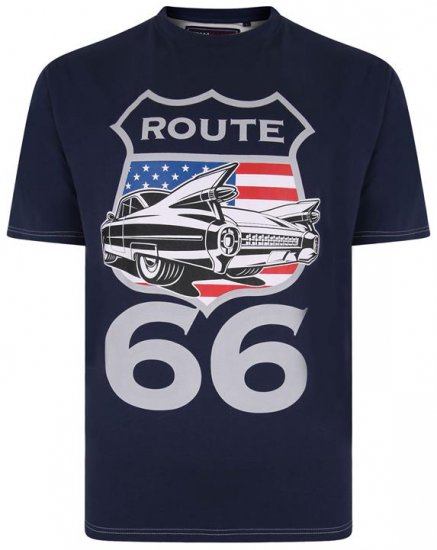 Kam Jeans 5353 Route 66 Print T-shirt Indigo - T-shirts - T-shirts Homem Tamanhos Grandes