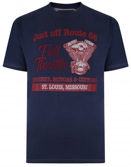 Kam Jeans 5354 Full Throttle Print T-shirt Indigo - T-shirts - T-shirts Homem Tamanhos Grandes