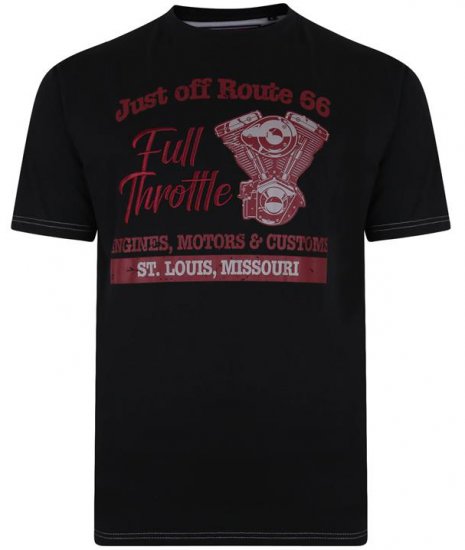 Kam Jeans 5354 Full Throttle Print T-shirt Black - T-shirts - T-shirts Homem Tamanhos Grandes