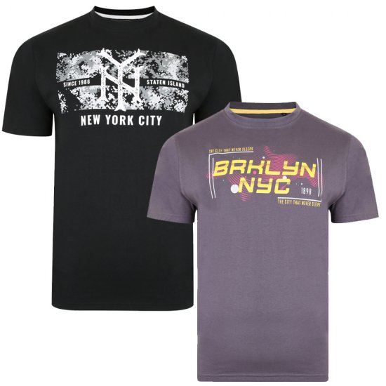 Kam Jeans 5367 Twin Print T-shirt - T-shirts - T-shirts Homem Tamanhos Grandes