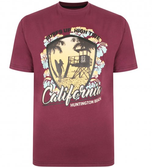 Kam Jeans 5368 California Print T-shirt Plum - T-shirts - T-shirts Homem Tamanhos Grandes
