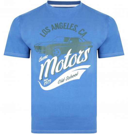 Kam Jeans 5369 Motors Print T-shirt Blue - T-shirts - T-shirts Homem Tamanhos Grandes
