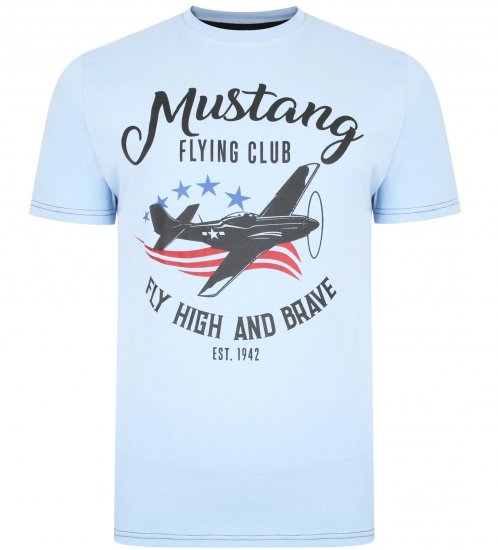 Kam Jeans Mustang Flying Club T-shirt Sky - T-shirts - T-shirts Homem Tamanhos Grandes