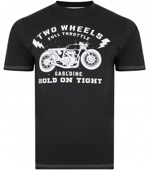 Kam Jeans 5371 Motorbike Print T-shirt Black - T-shirts - T-shirts Homem Tamanhos Grandes