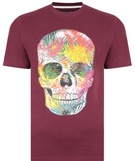 Kam Jeans 5375 Coloured Skull Print T-shirt Plum - T-shirts - T-shirts Homem Tamanhos Grandes