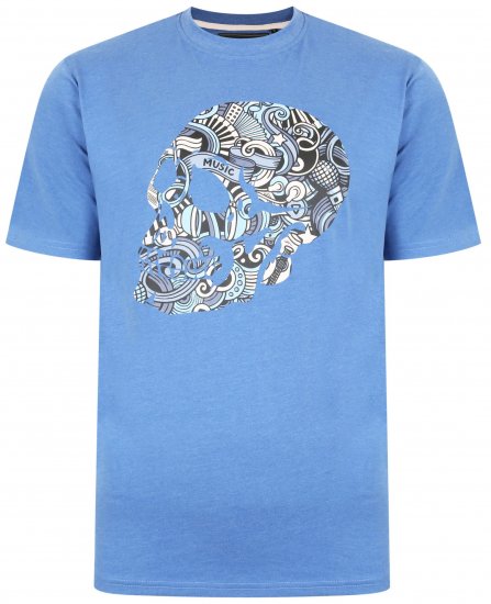 Kam Jeans 5376 Music Skull Print Tee Blue - T-shirts - T-shirts Homem Tamanhos Grandes